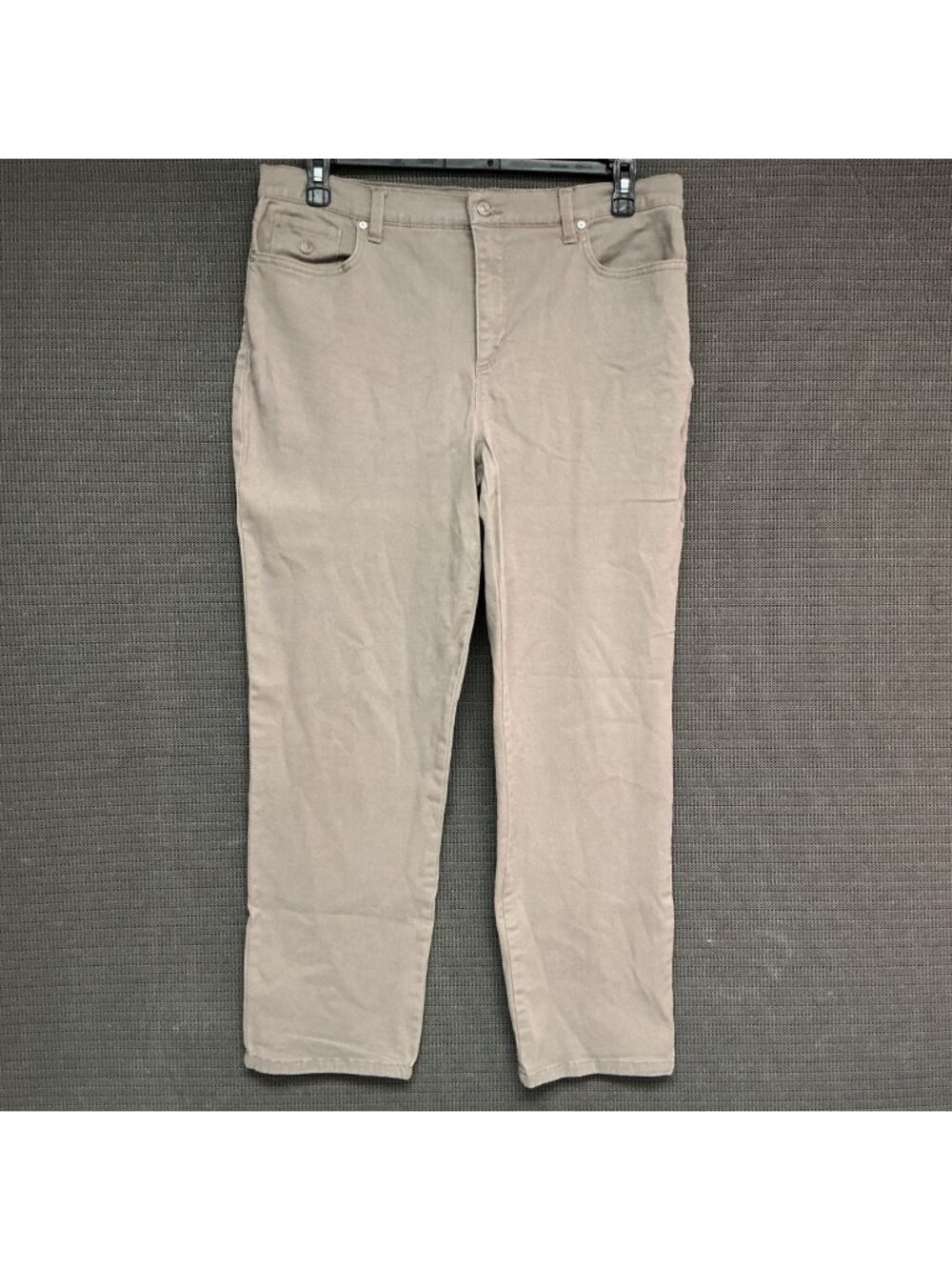 Gloria Vanderbilt Amanda Beige Cotton-Blend Womens Pants Size 14 Short